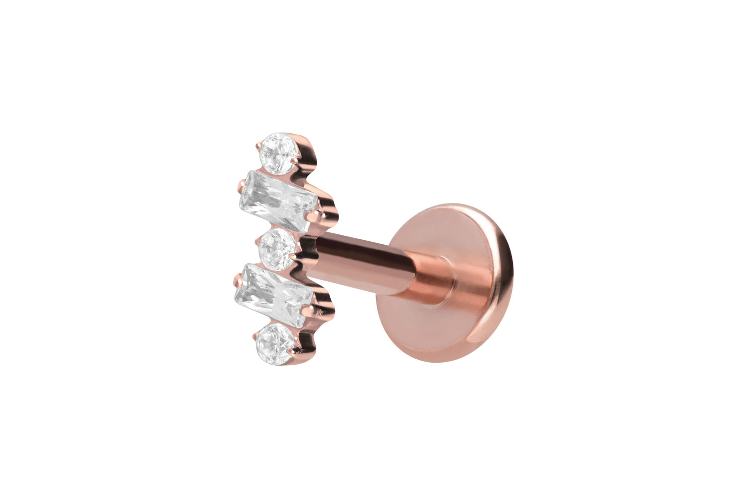 Titan Labret Piercing mit Push Fit EINGEFASSTE KRISTALLE